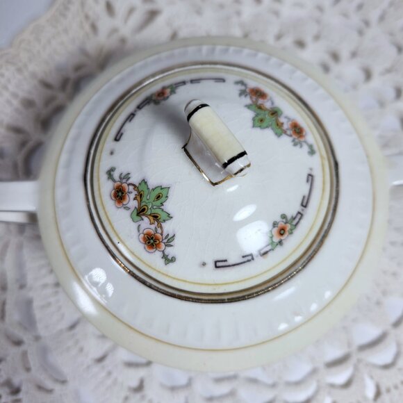 Embassy Maddock Cream and Sugar Set Art Deco circa 1930s Glazed, Gold Lustre - Picture 5 of 11